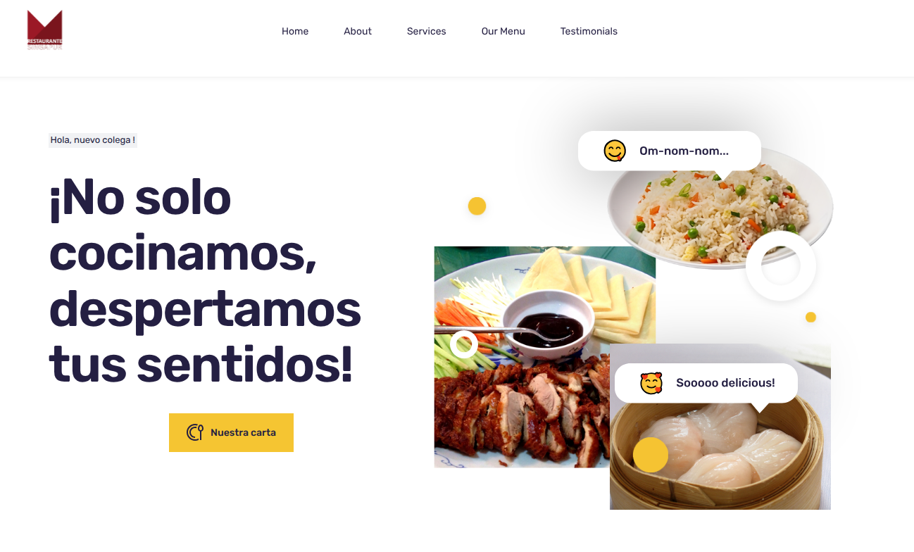 Mockup del proyecto Restaurante Singapur